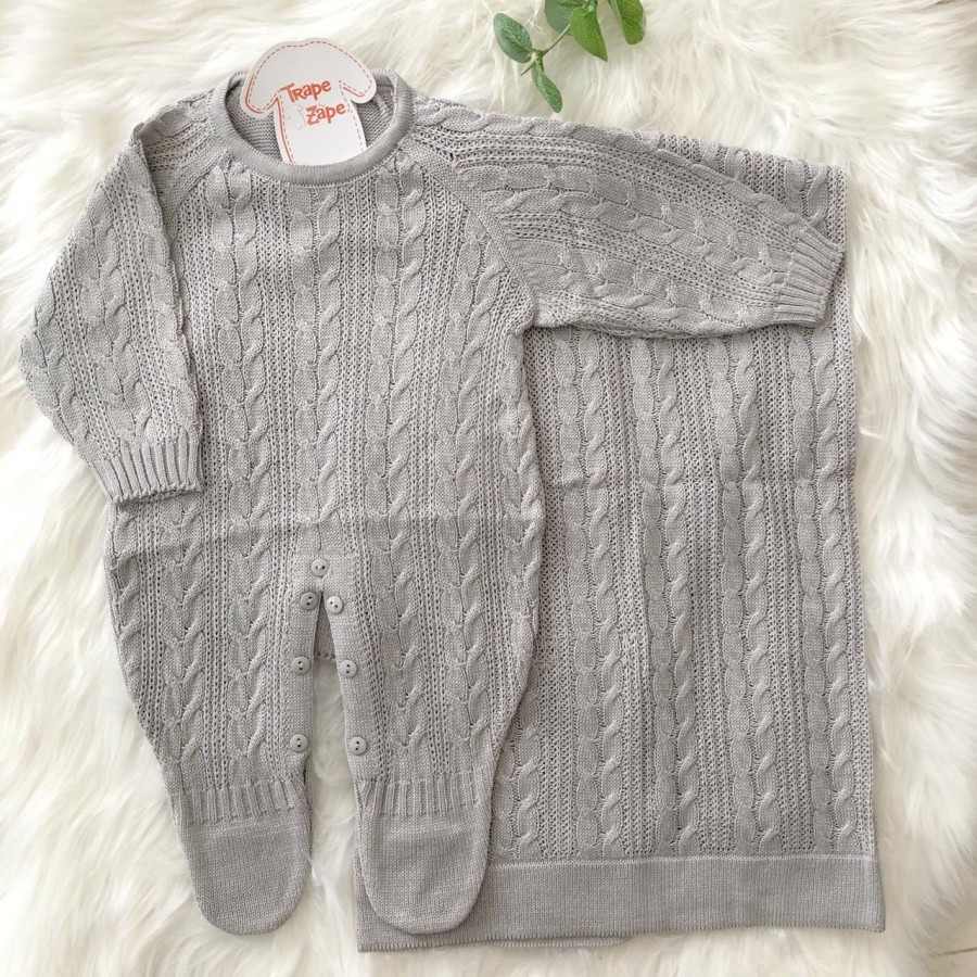  Saída de Maternidade Trança- Cinza